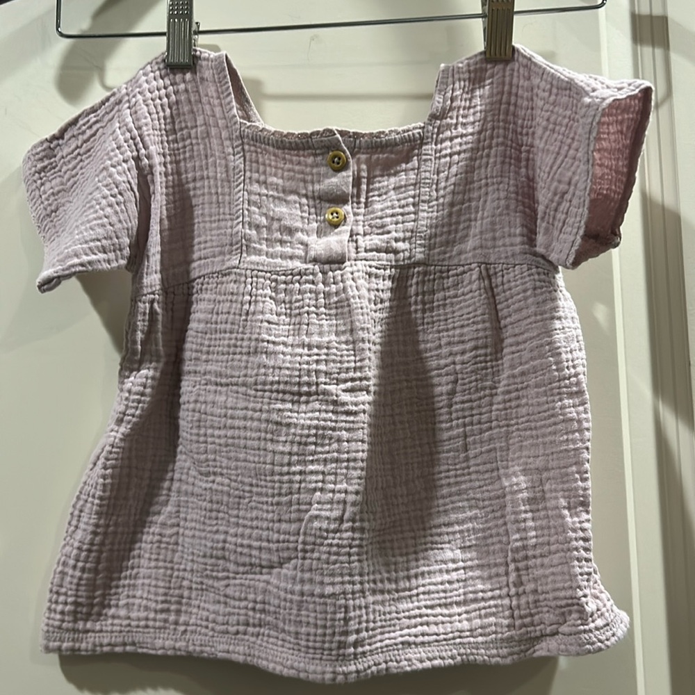 Rabbit & Bear by Emily&Oliver waffle gauze OrganicCotton lace trim Dress 18M